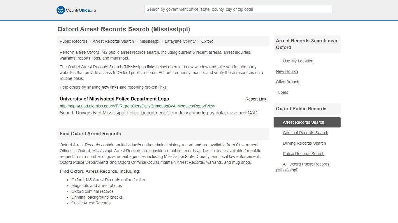 Arrest Records Search - Oxford, MS (Arrests & Mugshots)